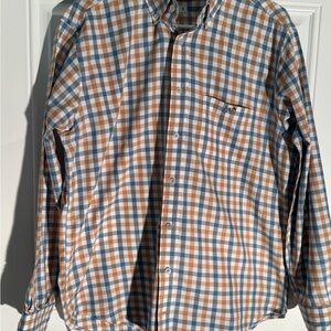 Casual Blue and Brown Checkered Men's Shirt